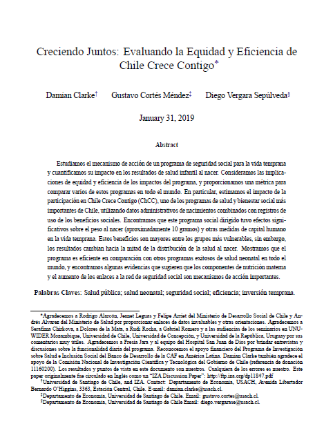 Estudio Equidad y Eficiencia Chile Crece Contigo